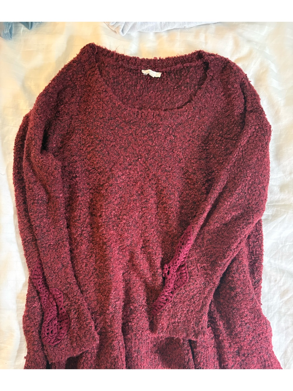 Mystree Burgundy Textured Knit Cardigan